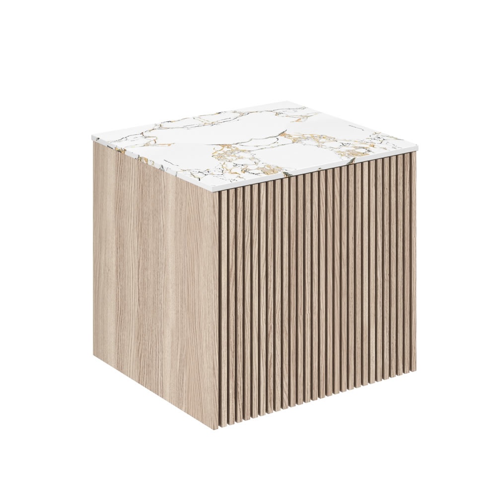 Crosswater Limit Modern Oak 500mm Wall Hung Vanity Unit & Estatuario Worktop